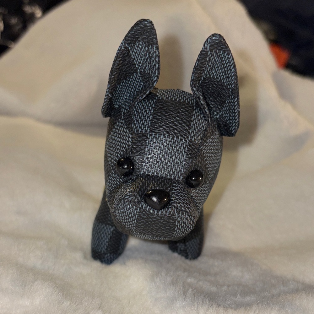 NWOT Fashion Checkerboard Fabric French Bulldog Plush - Blue & Black